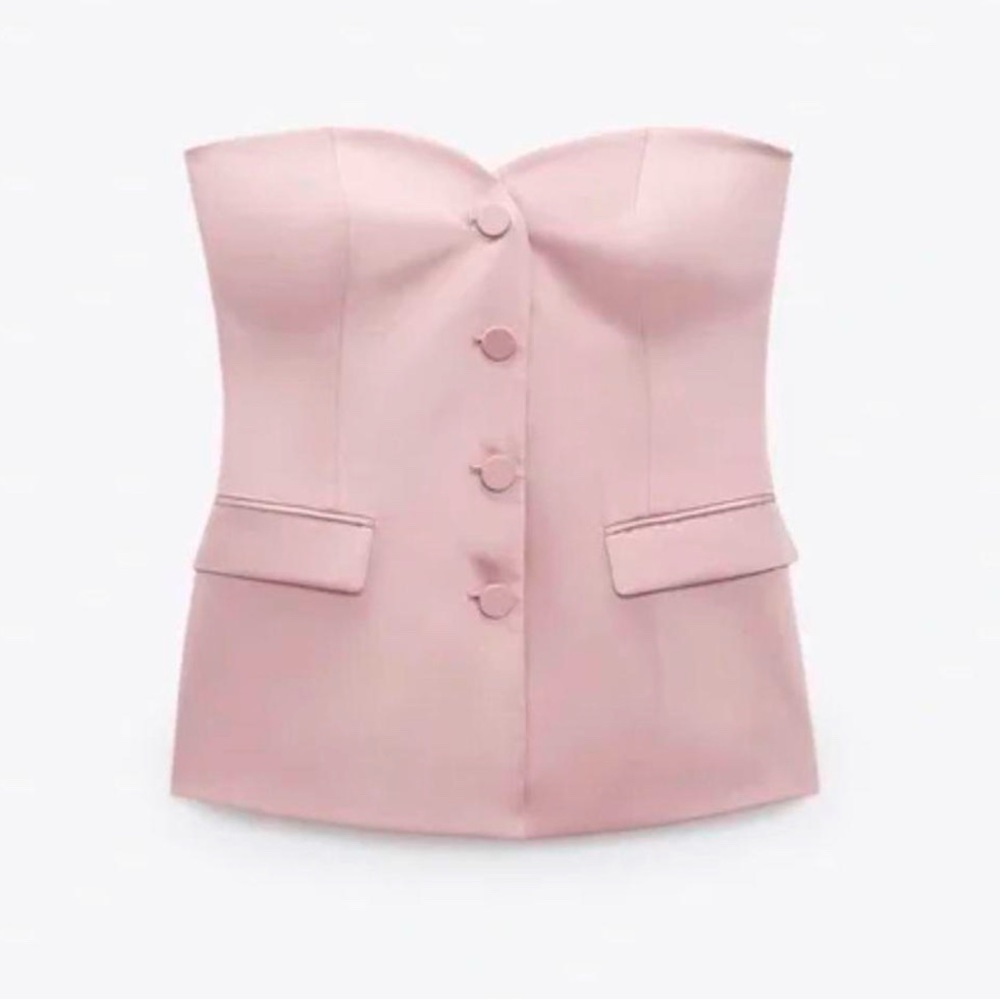 Zara Pink Satin Bustier Top